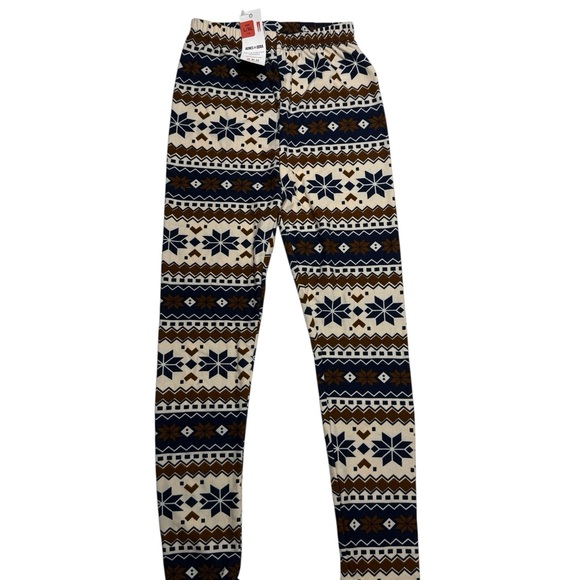 Agnes & Dora Kids Leggings Trio - Navy Blue, Brown, Multicolor Fair Isle L/XL - Picture 5 of 8